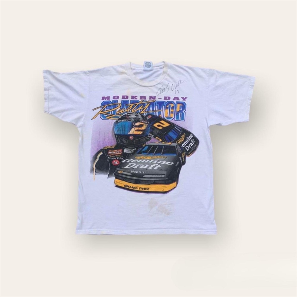 Vintage signed NASCAR Rusty Wallace graphic tee